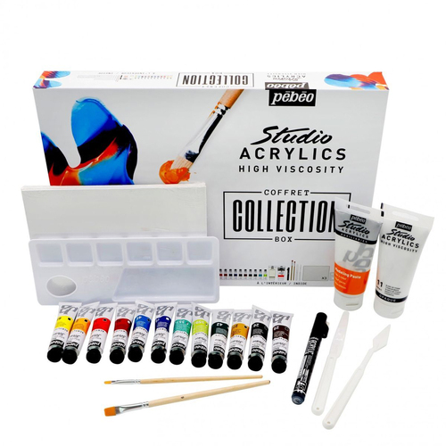 21pc Pebeo Studio Acrylics Collection Set Creative Art Painting