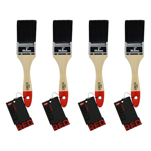 4PK Jasart Elevate Red Synthetic Flat Mix Brush 2"/50mm Black Bristle