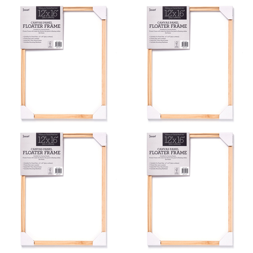 4PK Jasart Canvas Panel 12x16" Wood Floater Frame - Natural