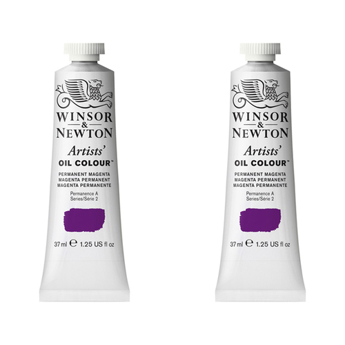 2PK Winsor & Newton Artists Oil Colour 37ml Paint Tube Permanent Magenta S2
