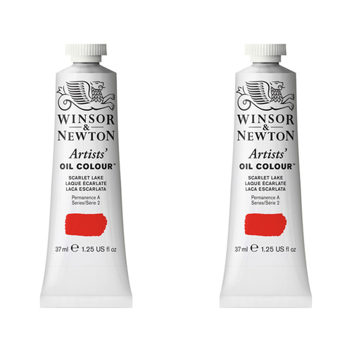 2PK Winsor & Newton Artists Oil Colour 37ml Paint Tube Scarlet Lake Series 2