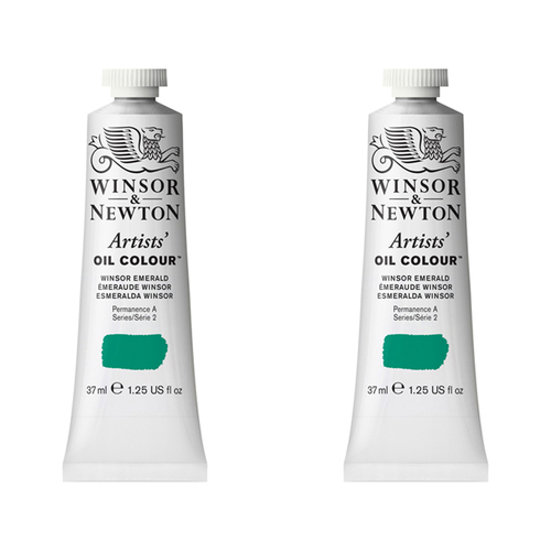 2PK Winsor & Newton Artists Oil Colour 37ml Paint Tube Winsor Emerald Series 2