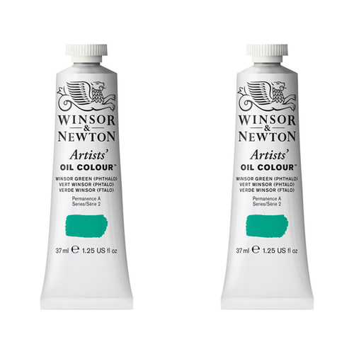2PK Winsor & Newton Artists Oil Colour 37ml Paint Tube Winsor Green Series 2