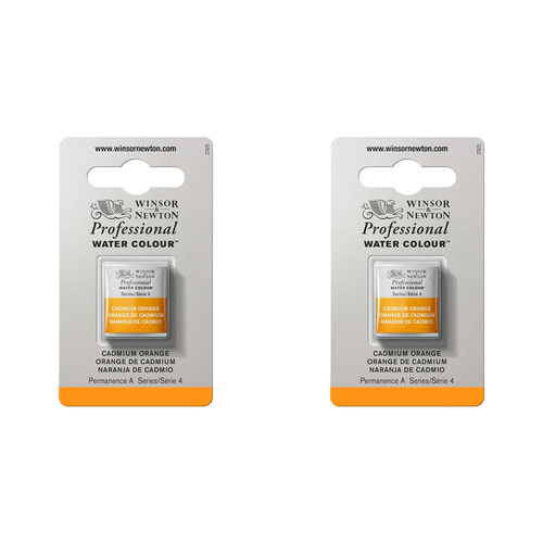 2PK Winsor & Newton Professional Watercolour Half Pan Cadmium Orange S4