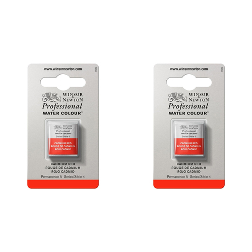 2PK Winsor & Newton Professional Watercolour Half Pan Cadmium Red S4