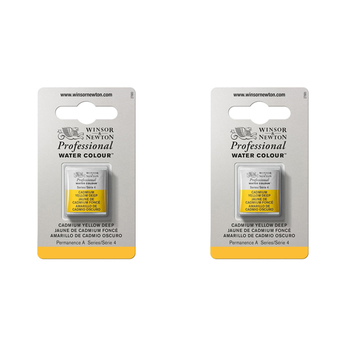 2PK Winsor & Newton Professional Watercolour Half Pan Cadmium Yellow Deep S4