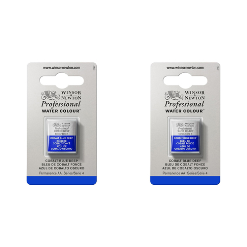 2PK Winsor & Newton Professional Watercolour Half Pan Cobalt Deep Blue S4