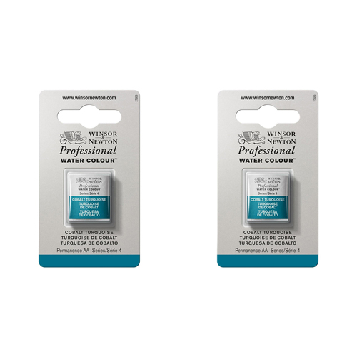 2PK Winsor & Newton Professional Watercolour Half Pan Cobalt Turquoise S4