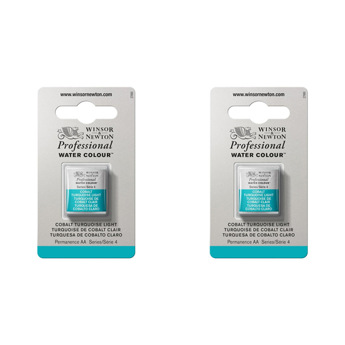 2PK Winsor & Newton Professional Watercolour Half Pan Cobalt Turquoise Light S4