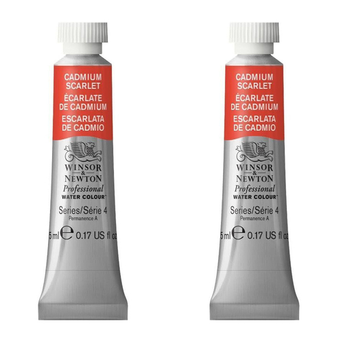 2PK Winsor & Newton 5ml Professional Watercolour Tube Cadmium Scarlet S4