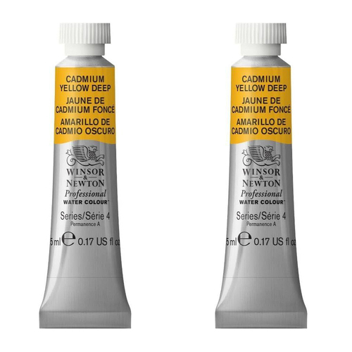 2PK Winsor & Newton 5ml Professional Watercolour Tube Cadmium Yellow Deep S4