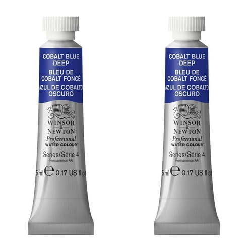 2PK Winsor & Newton 5ml Professional Watercolour Tube Cobalt Deep Blue S4