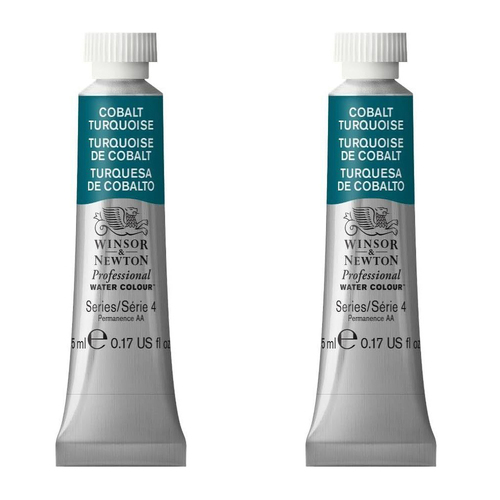 2PK Winsor & Newton 5ml Professional Watercolour Tube Cobalt Turquoise S4