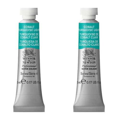 2PK Winsor & Newton 5ml Professional Watercolour Tube Cobalt Turquoise Light S4