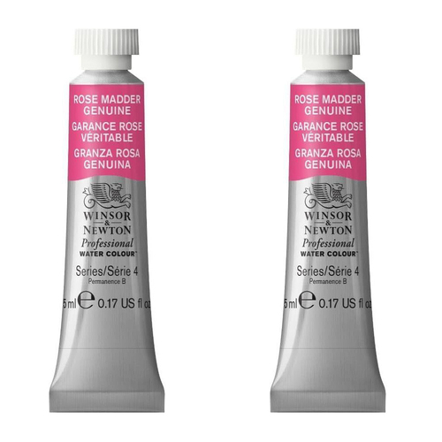 2PK Winsor & Newton 5ml Professional Watercolour Tube Rose Madder Genuine S4