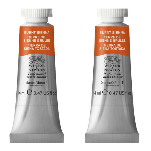 2PK Winsor & Newton 14ml Professional Watercolour Tube Burnt Sienna S1