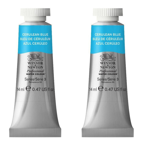 2PK Winsor & Newton 14ml Professional Watercolour Tube Cerulean Blue S3