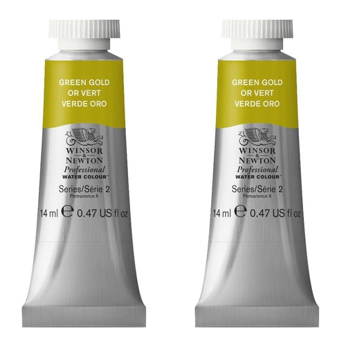 2PK Winsor & Newton 14ml Professional Watercolour Tube Green Gold S2