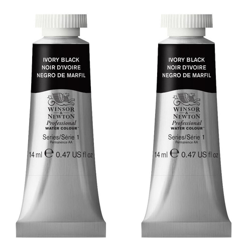 2PK Winsor & Newton 14ml Professional Watercolour Tube Ivory Black S1