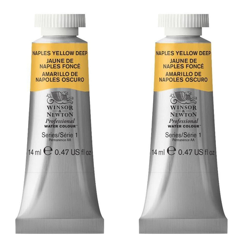 2PK Winsor & Newton 14ml Professional Watercolour Tube Naples Yellow Deep S1