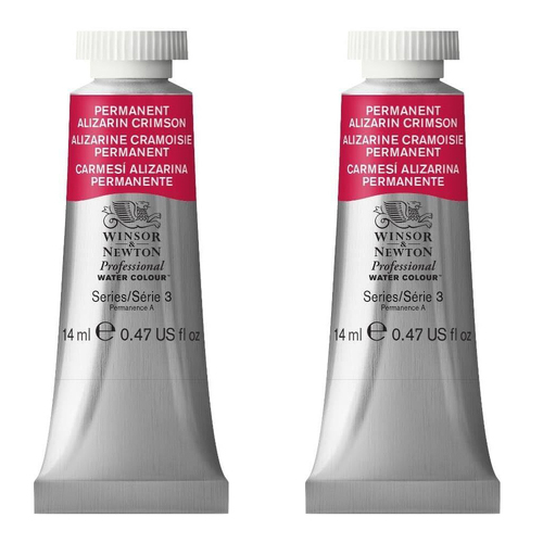 2PK Winsor & Newton 14ml Pro Watercolour Tube Permanent Alizarin Crimson S3