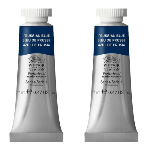 2PK Winsor & Newton 14ml Professional Watercolour Tube Prussian Blue S1