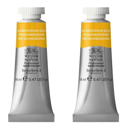 2PK Winsor & Newton 14ml Professional Watercolour Tube Quinacridone Gold S3