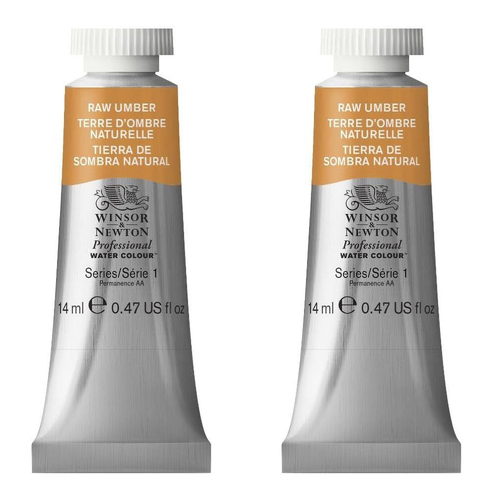 2PK Winsor & Newton 14ml Professional Watercolour Tube Raw Umber S1