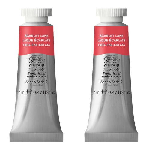 2PK Winsor & Newton 14ml Professional Watercolour Tube Scarlet Lake S2