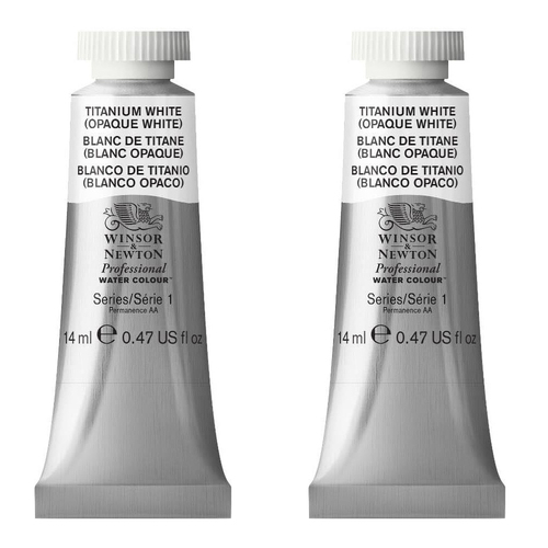 2PK Winsor & Newton 14ml Pro Watercolour Tube Titanium White Opaque White S1