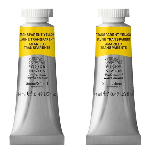 2PK Winsor & Newton 14ml Professional Watercolour Tube Transparent Yellow S1