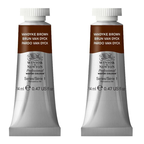 2PK Winsor & Newton 14ml Professional Watercolour Tube Vandyke Brown S1
