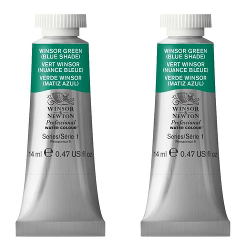 2PK Winsor & Newton 14ml Pro Watercolour Tube Winsor Green Blue Shade S1