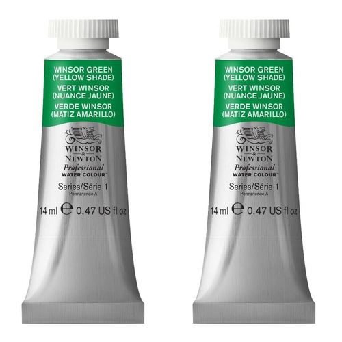2PK Winsor & Newton 14ml Pro Watercolour Tube Winsor Green Yellow Shade S1