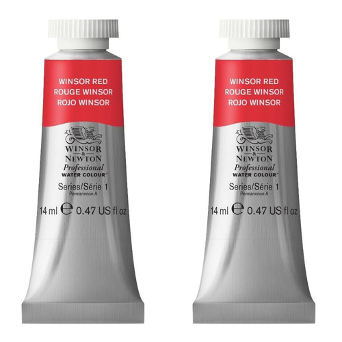 2PK Winsor & Newton 14ml Professional Watercolour Tube Winsor Red S1