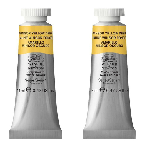 2PK Winsor & Newton 14ml Professional Watercolour Tube Winsor Yellow Deep S1