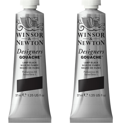2PK Winsor & Newton 37ml Designers' Gouache Lamp Black S1