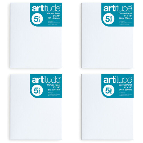 4PK 5pc Artitude Cotton Canvas Panel 8x10'' For Oil/Acrylic Painting