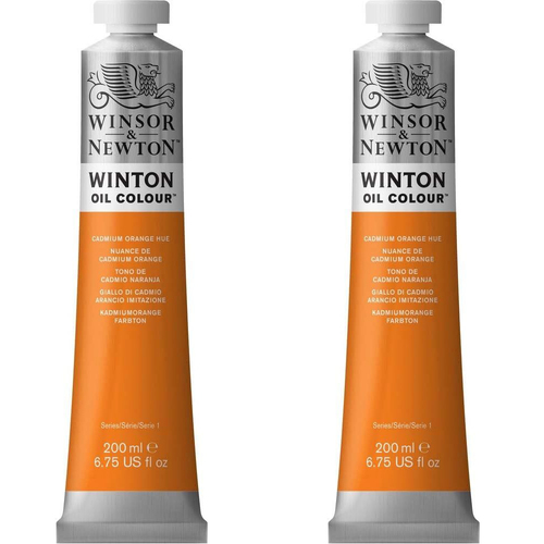 2PK Winsor & Newton 200ml Winton Oil Colour Paint Tube Cadmium Orange Hue