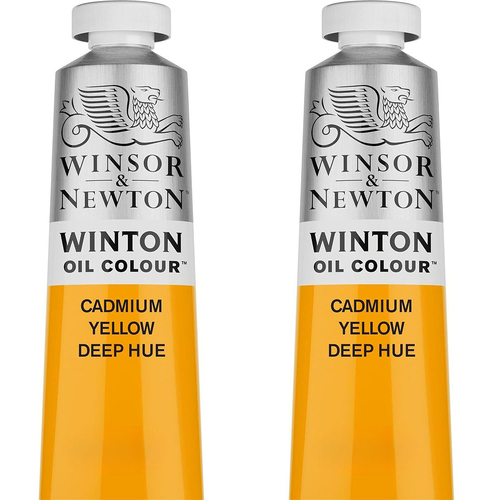 2PK Winsor & Newton 200ml Winton Oil Colour Paint Tube Cadmium Yellow Deep Hue