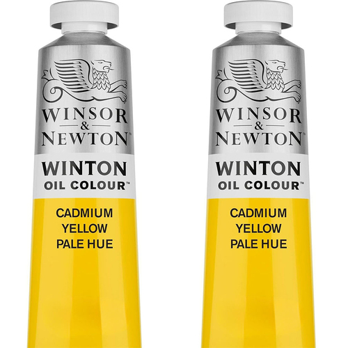 2PK Winsor & Newton 200ml Winton Oil Colour Paint Tube Cadmium Yellow Pale Hue
