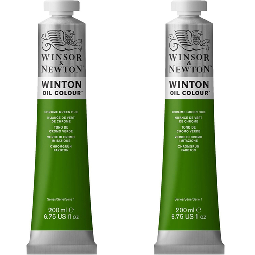 2PK Winsor & Newton 200ml Winton Oil Colour Paint Tube Chrome Green Hue