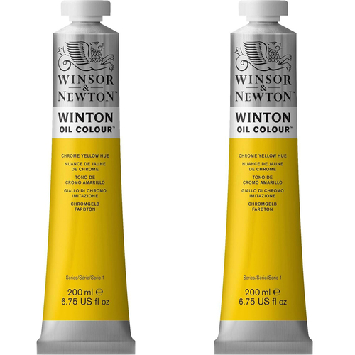 2PK Winsor & Newton 200ml Winton Oil Colour Paint Tube Chrome Yellow Hue 164
