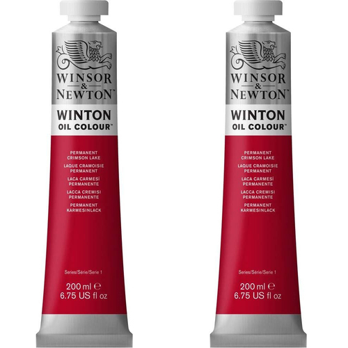 2PK Winsor & Newton 200ml Winton Oil Colour Paint Tube Permt Crimson Lake 205