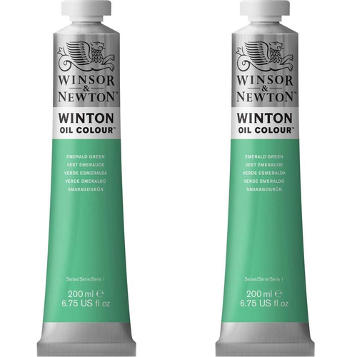 2PK Winsor & Newton 200ml Winton Oil Colour Paint Tube Emerald Green