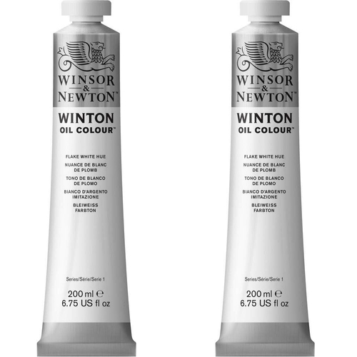 2PK Winsor & Newton 200ml Winton Oil Colour Paint Tube Flake White Hue 245