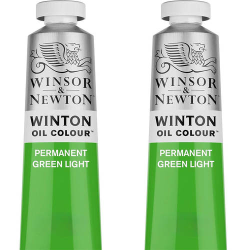 2PK Winsor & Newton 200ml Winton Oil Colour Paint Tube Permanent Green Light