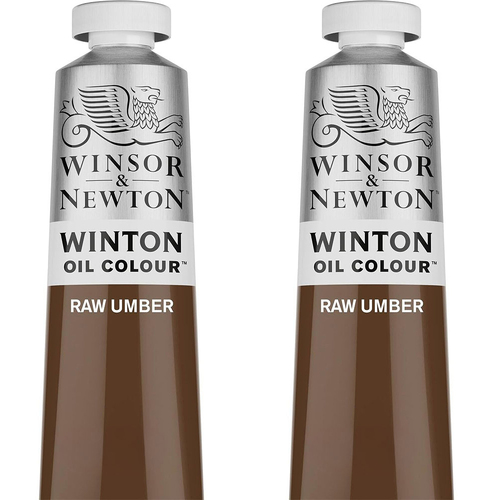 2PK Winsor & Newton 200ml Winton Oil Colour Paint Tube Raw Umber