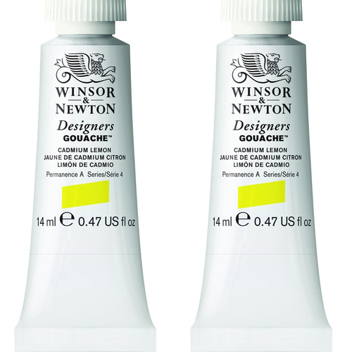 2PK Winsor & Newton 14ml Designers' Gouache Cadmium Lemon S4