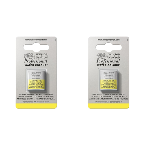 2PK Winsor & Newton Pro Watercolour Half Pan Lemon Yellow Nickel Titanate S4